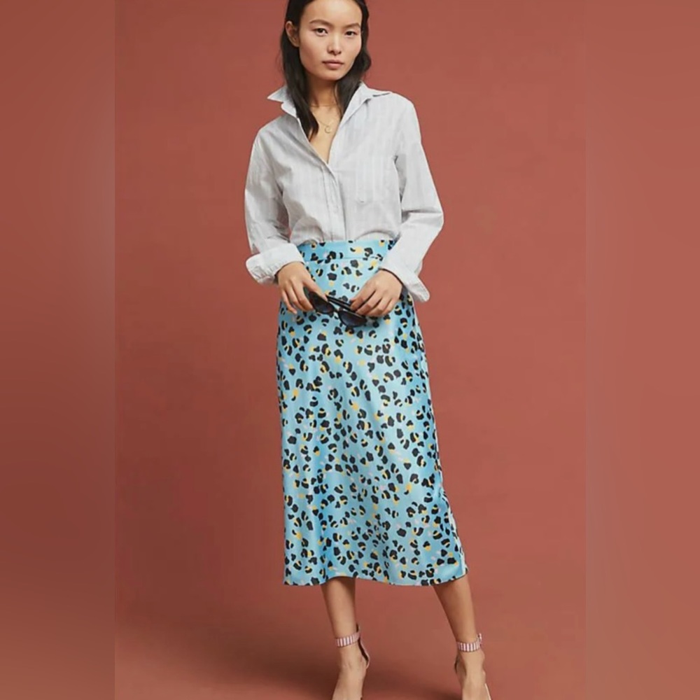 Anthropologie, Hutch Eclectic Leopard MIDI Skirt, NEW, size 4